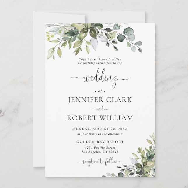 Eucalyptus Wedding Invitation (Front)