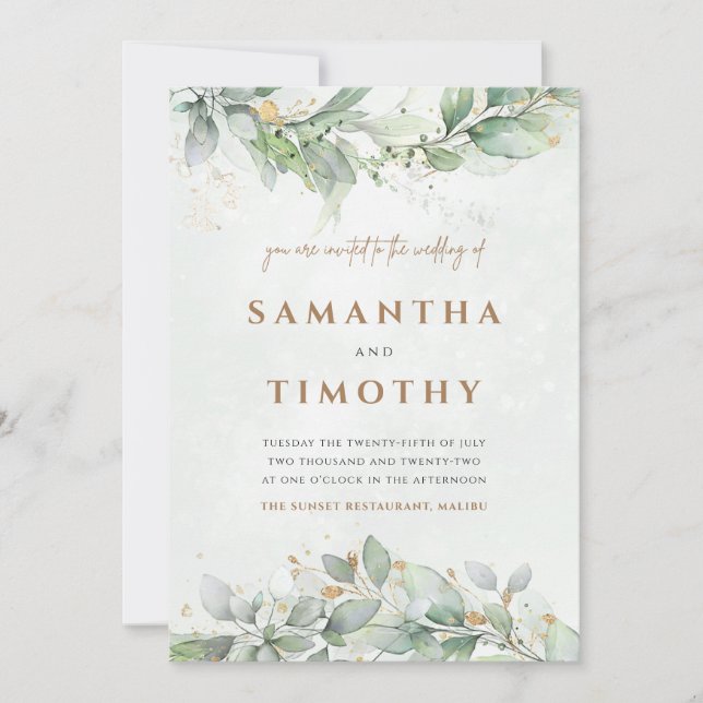 Eucalyptus Wedding Invitation (Front)