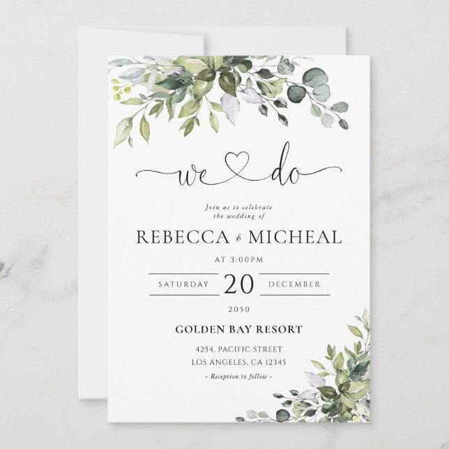 Eucalyptus Wedding Invitation (Front)