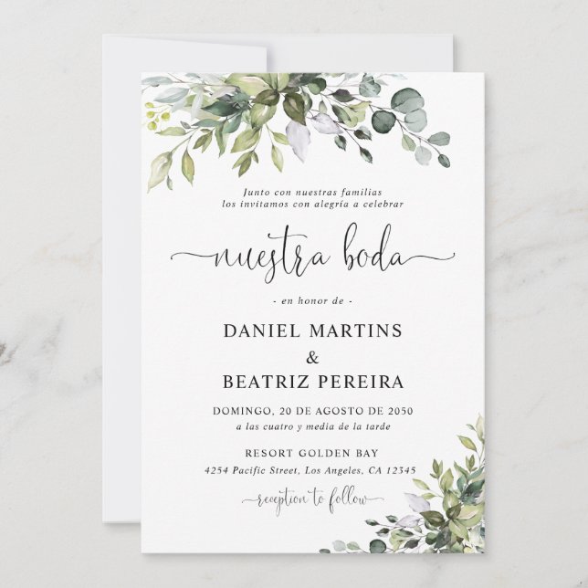 Eucalyptus Wedding Invitation (Front)