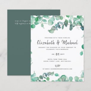 Eucalyptus Wedding Invitation Budget Greenery Leaf