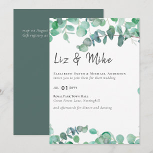 Eucalyptus Wedding Invitation Budget Greenery Leaf