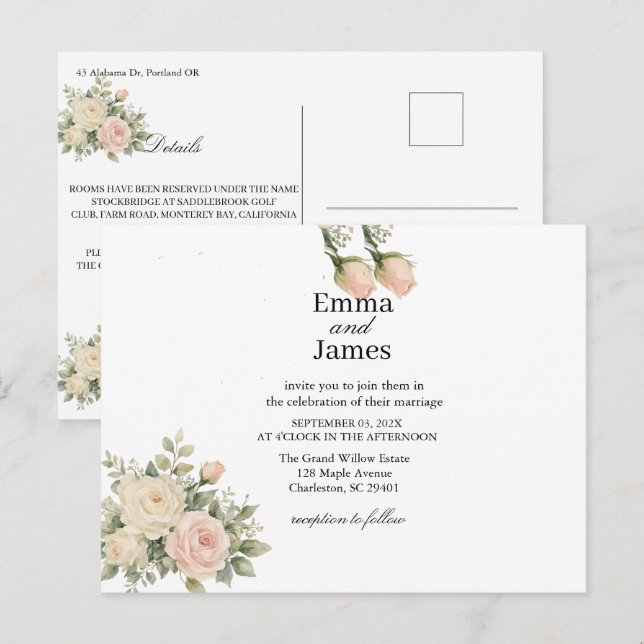 EUCALYPTUS WEDDING INVITATION POSTCARD (Front/Back)