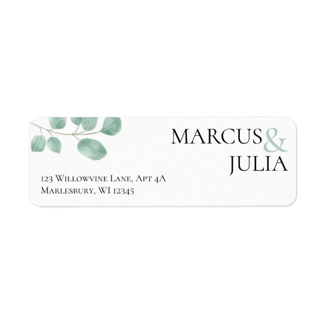 Eucalyptus Wedding Invitation Return Address Label (Front)