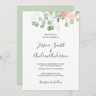 Eucalyptus Wedding Invitation Rustic Greenery Boho
