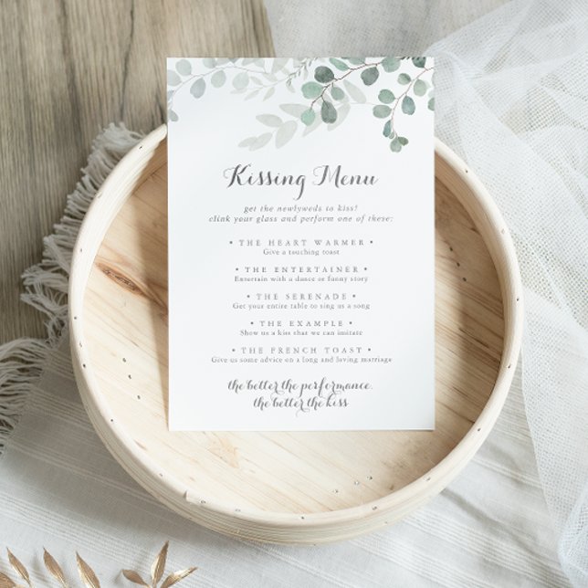 Eucalyptus Wedding Kissing Menu Game Card (Creator Uploaded)