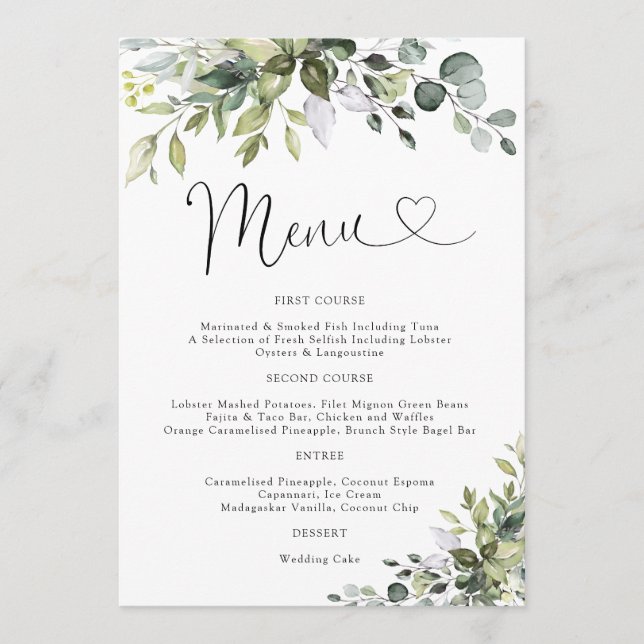 Eucalyptus Wedding Menu (Front)