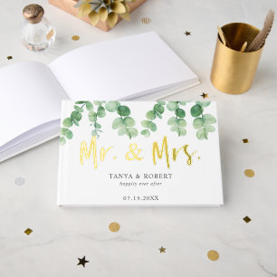 Eucalyptus Wedding Mr and Mrs Elegant Guest Book