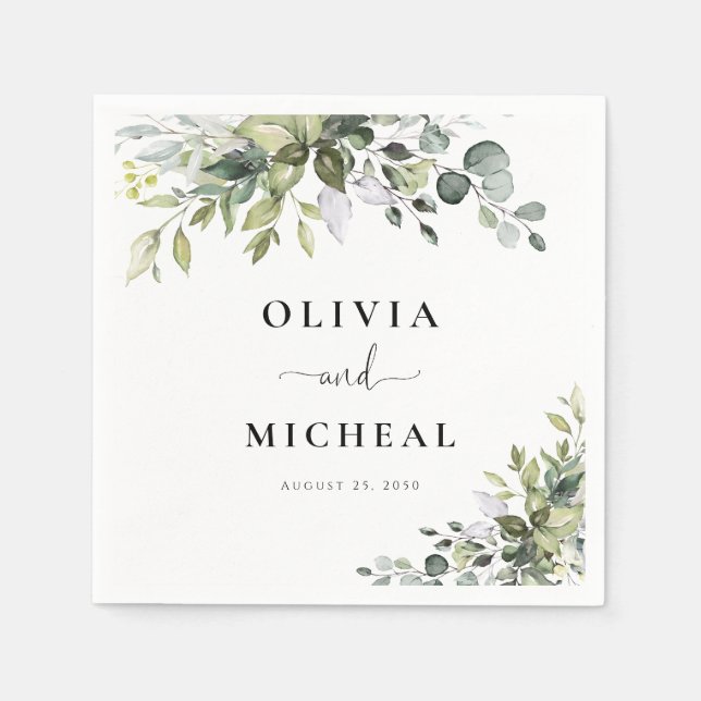 Eucalyptus Wedding Napkin (Front)