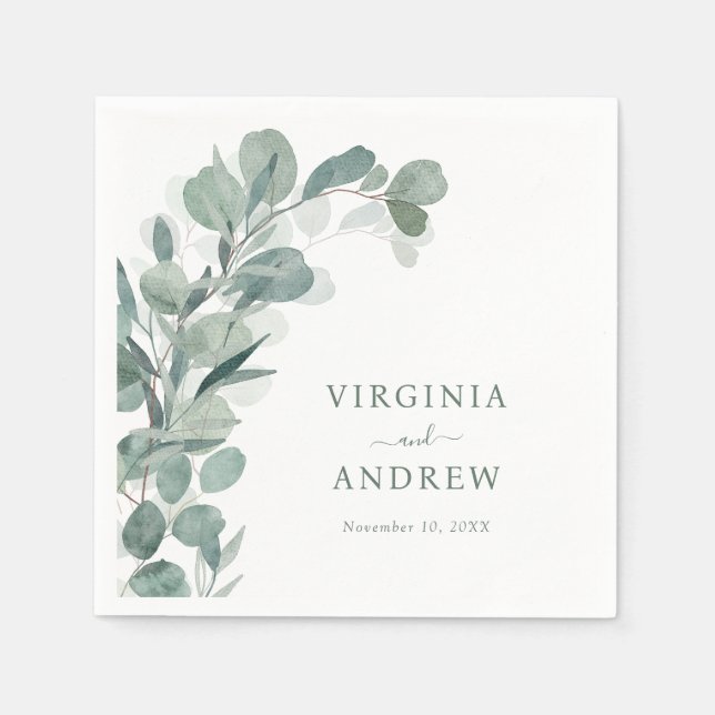 Eucalyptus Wedding Napkin (Front)