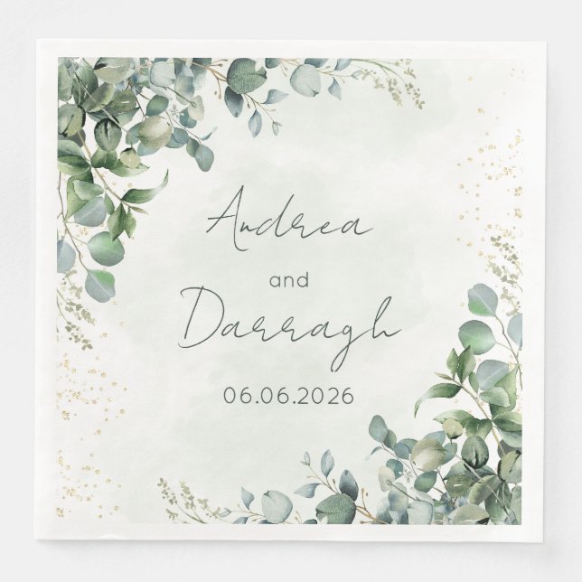 Eucalyptus Wedding Napkins 1001A (Front)