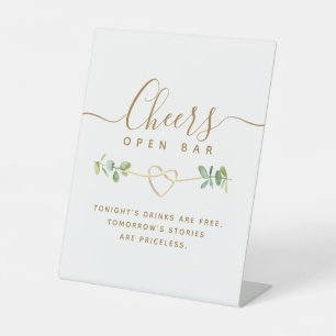 Eucalyptus Wedding Open Bar Pedestal Sign