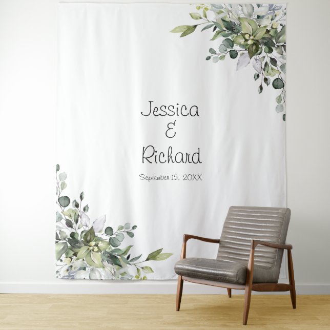 Eucalyptus Wedding Photo Background Tapestry (In Situ)