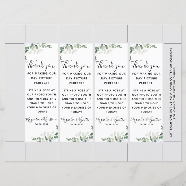 Eucalyptus Wedding Photo Booth Insert Template (Front)