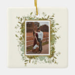 Eucalyptus Wedding Photo  Ceramic Ornament<br><div class="desc">A beautiful gift this holiday season. This pretty eucalyptus Christmas ornament can easily be customised with a special photo and monogram.</div>