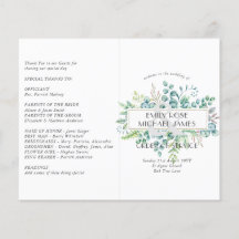 Eucalyptus Wedding Program  Greenery Leaves