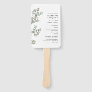 Eucalyptus Wedding Program Hand Fan