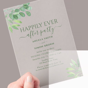 Eucalyptus Wedding Reception Acrylic Invitations