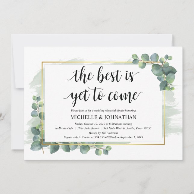 Eucalyptus Wedding Rehearsal Dinner Invitation (Front)