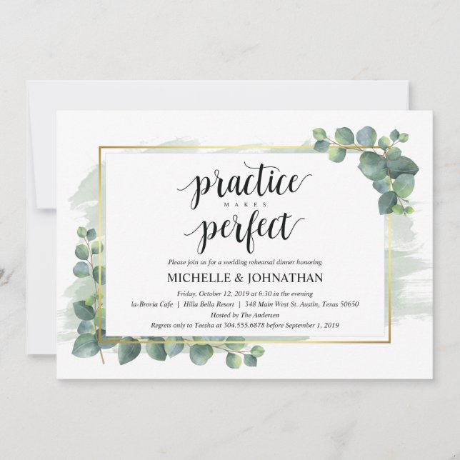 Eucalyptus Wedding Rehearsal Dinner Invitation (Front)