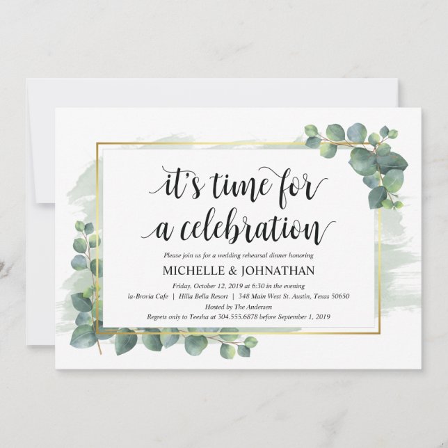 Eucalyptus Wedding Rehearsal Dinner Invitation (Front)