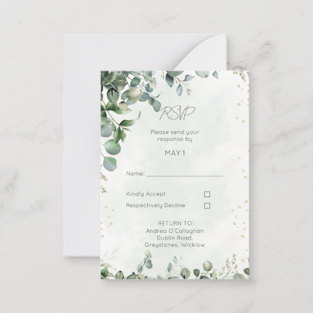 Eucalyptus Wedding RSVP Card 1001 (Front)