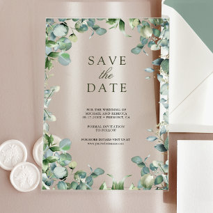 Eucalyptus Wedding Save the Date Acrylic Invitations