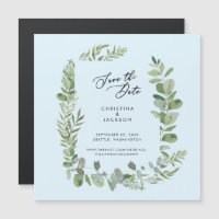 Eucalyptus Wedding Save the Date Ice Blue