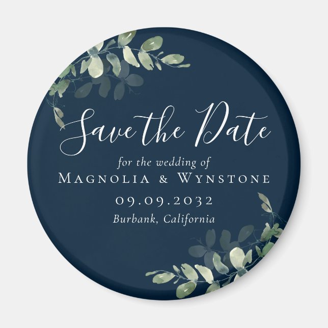 Eucalyptus Wedding Save The Date Magnet (Front)