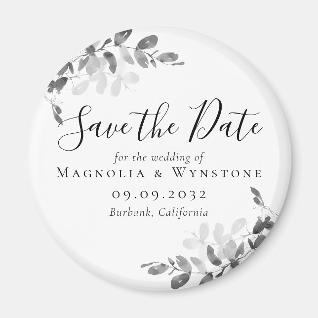 Eucalyptus Wedding Save The Date Magnet (Front)