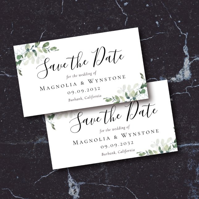 Eucalyptus Wedding Save The Date Magnetic Card (Creator Uploaded)