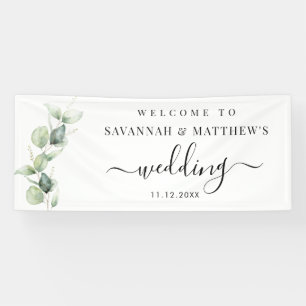 Eucalyptus Wedding Script Greenery Banner