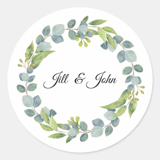 Eucalyptus Wedding Seal Sticker For Envelope  (Front)