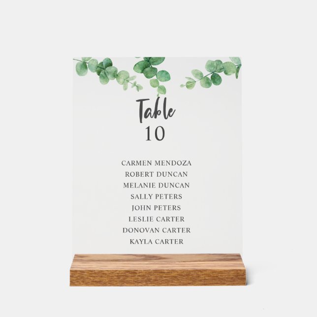 Eucalyptus Wedding Seating Chart Table Elegant (Front)