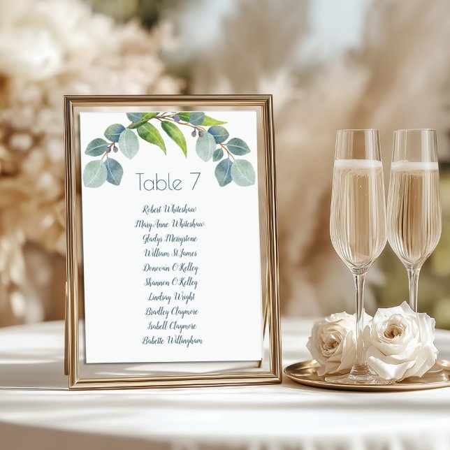 Eucalyptus Wedding Seating Table Number Names List (Creator Uploaded)