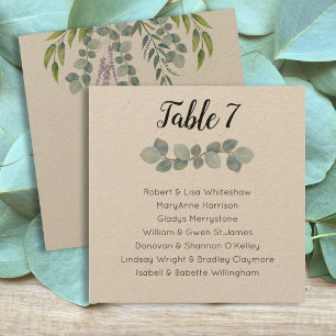 Eucalyptus Wedding Seating Table Number Names List
