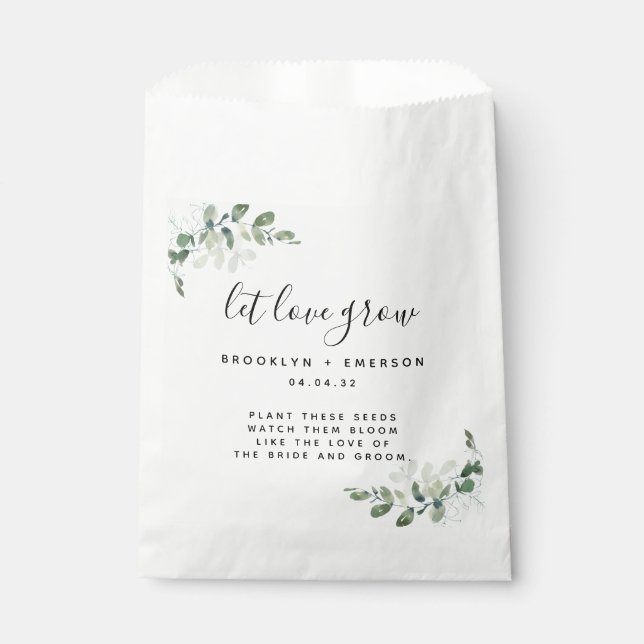 Eucalyptus Wedding Seed Packet  Favour Bag (Front)