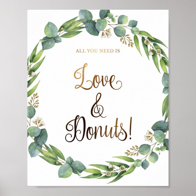 Eucalyptus wedding sign for doughnuts (Front)