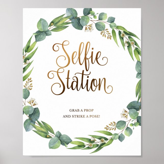 Eucalyptus wedding sign for selfie photo (Front)