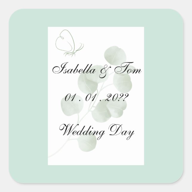 Eucalyptus Wedding Stickers | Boho Wedding (Front)
