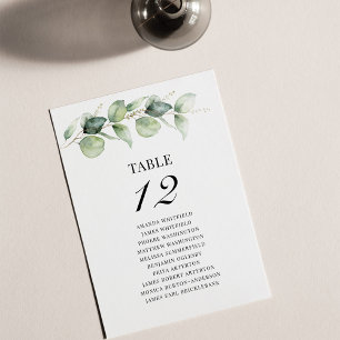 Eucalyptus Wedding Table Number 12 Seating Chart