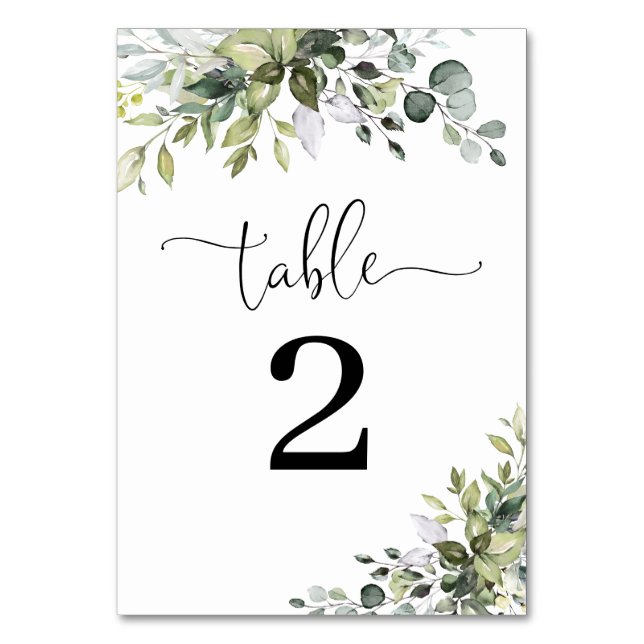 Eucalyptus Wedding Table Numbers (Front)