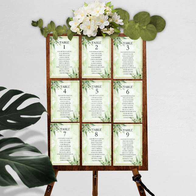 Eucalyptus Wedding Table Seating Chart Cards (Creator Uploaded)