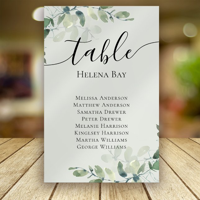 Eucalyptus Wedding Table Seating Chart Table Name Table Number (Creator Uploaded)