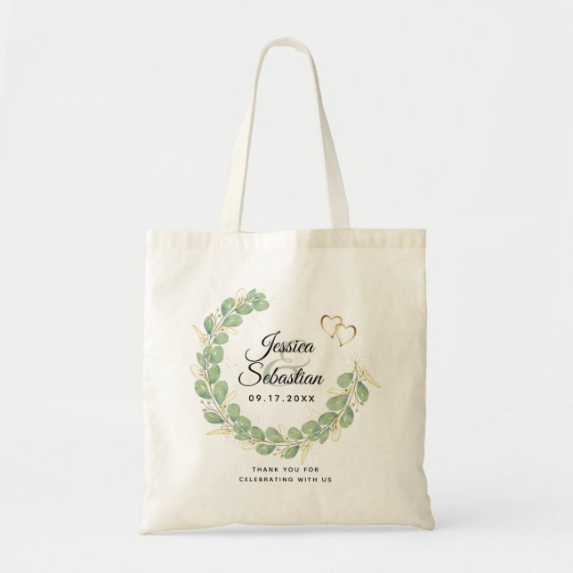 Eucalyptus Wedding Thank You Favour Tote Bag (Front)