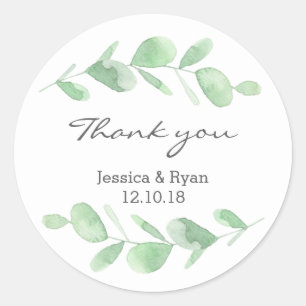 Eucalyptus wedding Thank you stickers