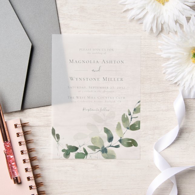Eucalyptus Wedding Vellum Invitations (Wedding)