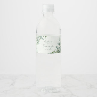 Eucalyptus Wedding Water Bottle Label 1001A