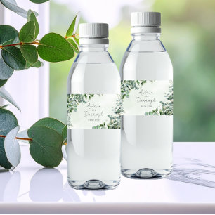 Eucalyptus Wedding Water Bottle Label 1001A
