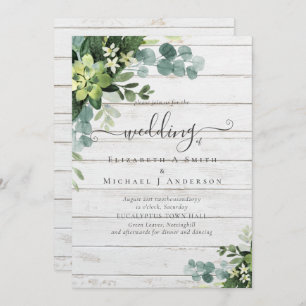 Eucalyptus Wedding Watercolor Greenery Invitations